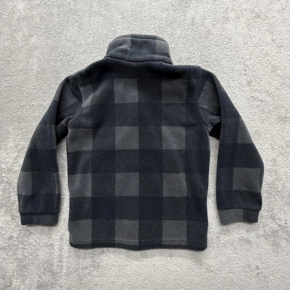 Columbia Jacket Youth XS‎ Gray Plaid Fleece Full Zip Collared Pockets Logo